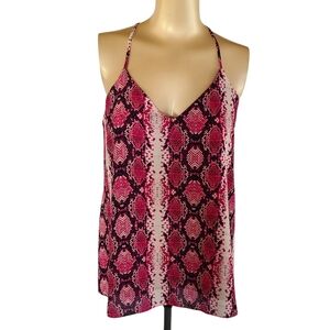 Peace Love Cake Pink/Black/White Snakeskin Racerback Camisole Tank Top Small